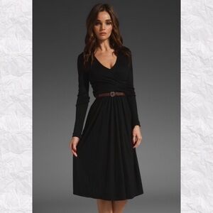 Tibi REVOLVE Black Wool Jersey V-Neck Midi Wrap Dress Size Medium New